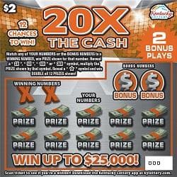 20X The Cash scratch-off ticket