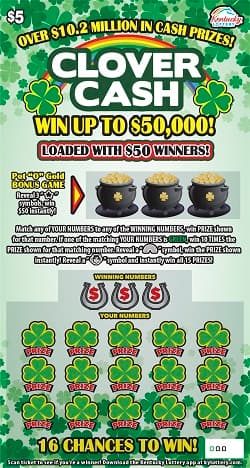 Clover Cash scratch-off ticket