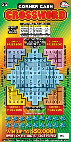 Corner Cash Crossword scratch-off ticket