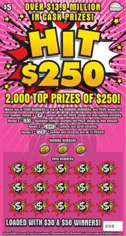 HIT $250 scratch-off ticket