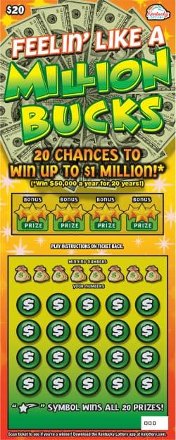 Feelin' Like A Million Bucks scratch-off ticket