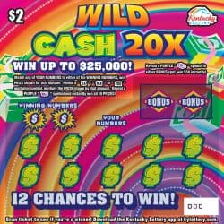 Wild Cash 20X scratch-off ticket