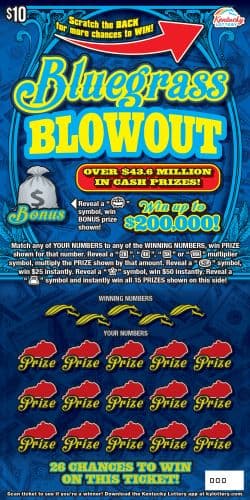 Bluegrass Blowout scratch-off ticket