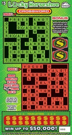 Lucky Horseshoe Crossword scratch-off ticket