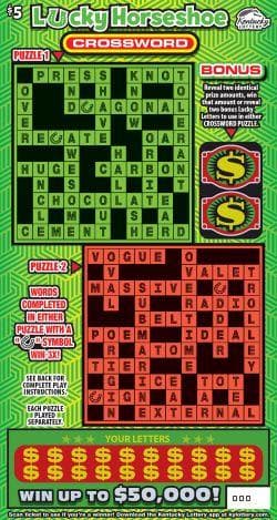 Lucky Horseshoe Crossword scratch-off ticket