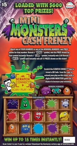 Mini Monsters scratch-off ticket