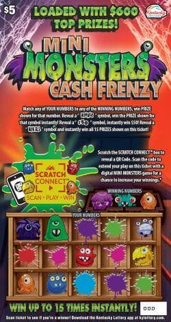 Mini Monsters scratch-off ticket