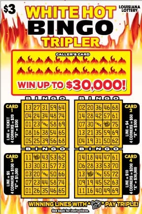 White Hot Bingo Tripler scratch-off ticket