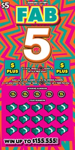 Fab 5 scratch-off ticket
