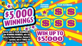 $5,000 Winnings scratch-off ticket