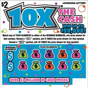 10x The Cash scratch-off ticket