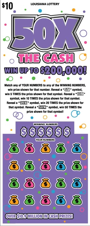 50x The Cash scratch-off ticket