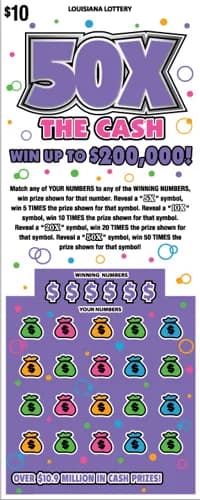50x The Cash scratch-off ticket