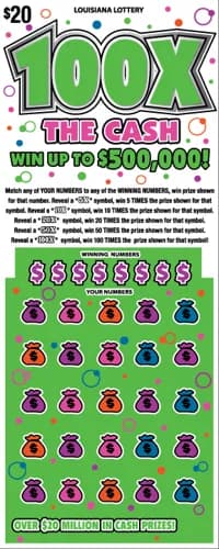100x The Cash scratch-off ticket
