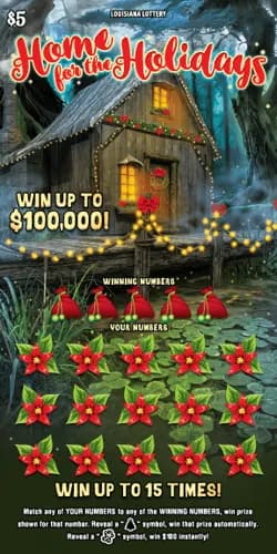 Home For The Holidays scratch-off ticket