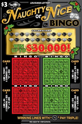 Naughty Or Nice/Royal Bingo scratch-off ticket