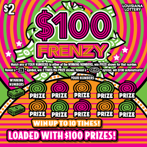 100 Frenzy scratch-off ticket