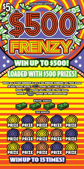 500 Frenzy scratch-off ticket