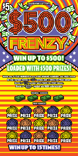 500 Frenzy scratch-off ticket