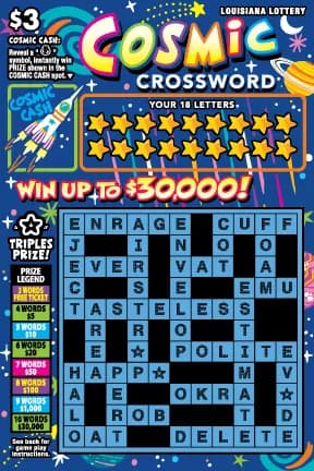 Cosmic Crossword scratch-off ticket