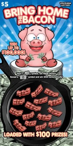 Bring Home The Bacon scratch-off ticket
