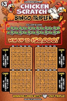 Chicken Scratch Bingo Tripler scratch-off ticket