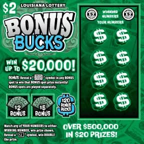 Bonus Bucks scratch-off ticket