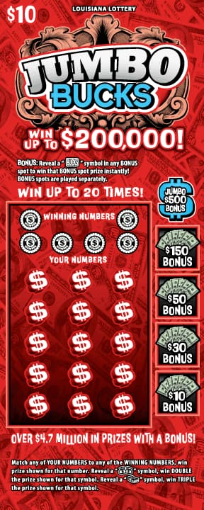 Jumbo Bucks scratch-off ticket