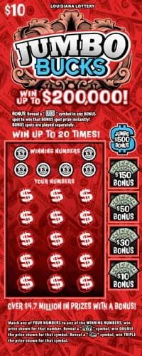 Jumbo Bucks scratch-off ticket