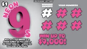 Neon 9s scratch-off ticket