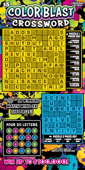 Color Blast Crossword scratch-off ticket
