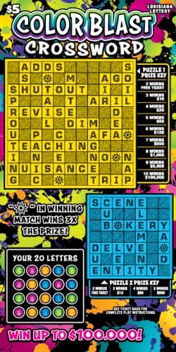 Color Blast Crossword scratch-off ticket