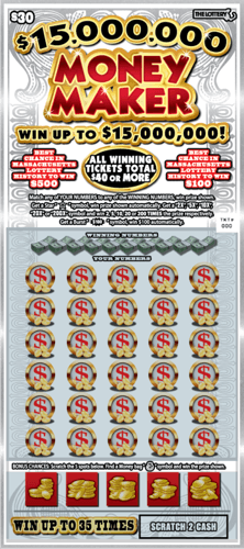 $15,000,000 MONEY MAKER scratch-off ticket