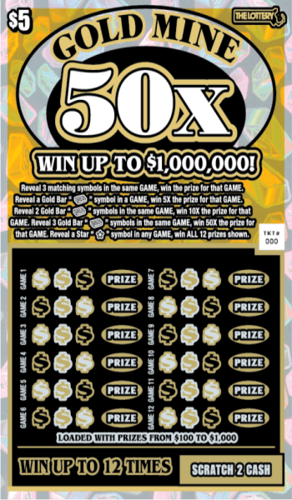 Gold Mine 50X scratch-off ticket