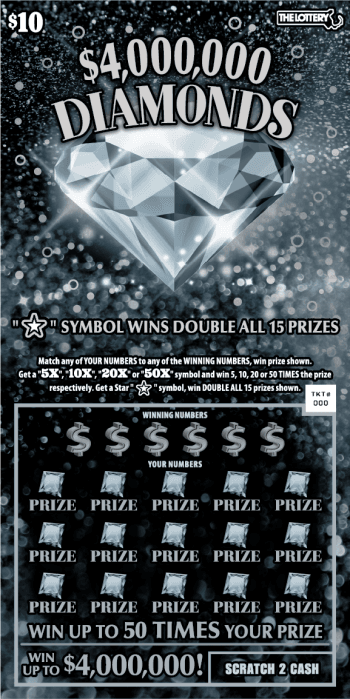 $4,000,000 DIAMONDS scratch-off ticket