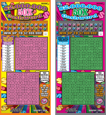 $2,000,000 50X Cashword scratch-off ticket