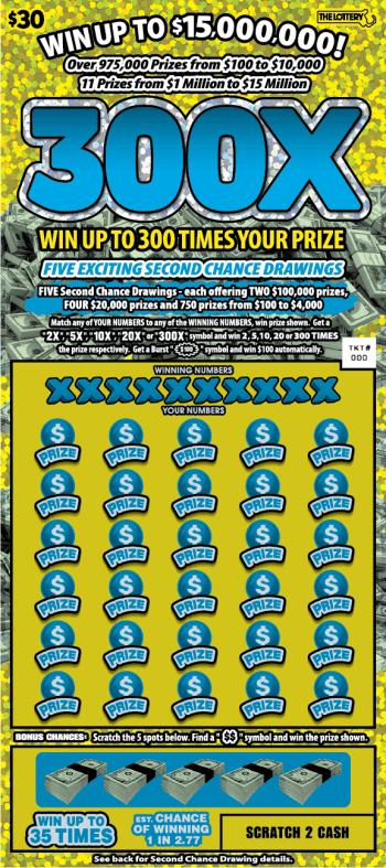 300X scratch-off ticket