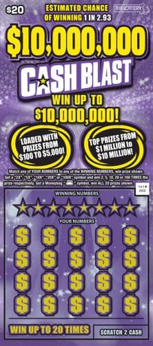 $10,000,000 Cash Blast scratch-off ticket