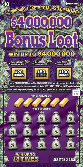 $4,000,000 Bonus Loot scratch-off ticket