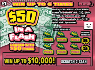 $50 In a Flash scratch-off ticket