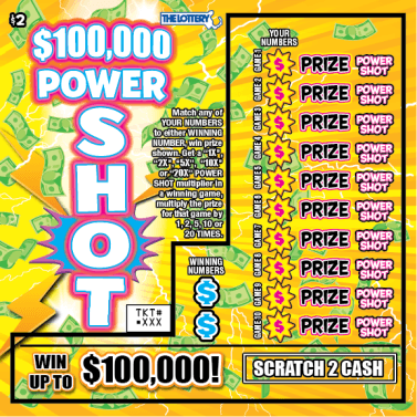 $100,000 POWER SHOT scratch-off ticket