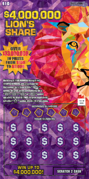 $4,000,000 LION’S SHARE scratch-off ticket