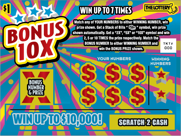 BONUS 10X scratch-off ticket