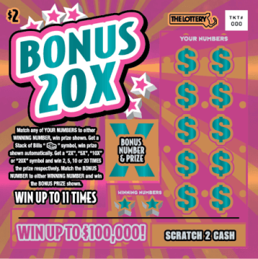 BONUS 20X scratch-off ticket