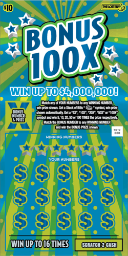 BONUS 100X scratch-off ticket