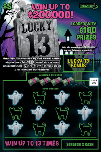 LUCKY 13 scratch-off ticket