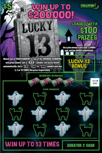 LUCKY 13 scratch-off ticket