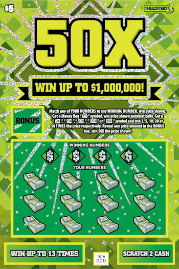 50X scratch-off ticket