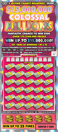 $15,000,000 COLOSSAL MILLIONS scratch-off ticket