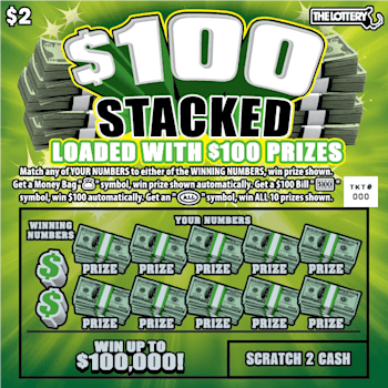 $100 STACKED scratch-off ticket